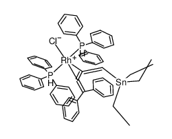 bis(triphenylphosphine)chloro(4,4-diphenyl-1-(triethylstannyl)-1,2,3-butatriene)rhodium结构式