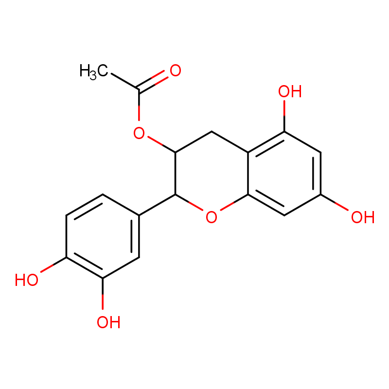 acetic acid [(2R,3S)-2-(3,4-dihydroxyphenyl)-5,7-dihydroxy-3,4-dihydro-2H-1-benzopyran-3-yl] ester结构式