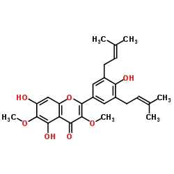 5,7,4'-三羟基-3,6-二甲氧基-3',5'-二异戊烯基黄酮结构式