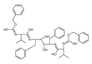 benzyl N-[(2S)-1-[[(2S,3R,4R,5S)-3,4-dihydroxy-5-[[(2S)-3-methyl-2-(phenylmethoxycarbonylamino)butanoyl]amino]-1,6-diphenylhexan-2-yl]amino]-3-methyl-1-oxobutan-2-yl]carbamate Structure