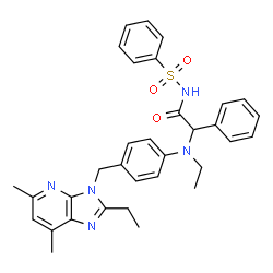 3-((4-(N-(((phenylsulfonyl)carbamoyl)phenylmethyl)-N-ethylamino)phenyl)methyl)-5,7-dimethyl-2-ethyl-3H-imidazo(4,5-b)pyridine picture