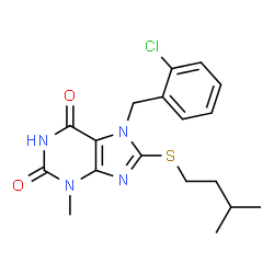 7-(2-chlorobenzyl)-8-(isopentylthio)-3-methyl-3,7-dihydro-1H-purine-2,6-dione Structure