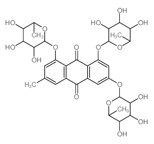 3-methyl-1,6,8-tris[(3,4,5-trihydroxy-6-methyl-oxan-2-yl)oxy]anthracene-9,10-dione Structure