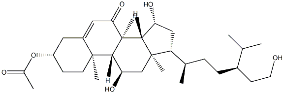 (24R)-3β-Acetoxy-11α,15β,29-trihydroxystigmast-5-en-7-one结构式