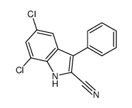 5,7-dichloro-3-phenyl-1H-indole-2-carbonitrile结构式