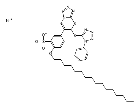 sodium 2-(hexadecyloxy)-5-[7-[(1-phenyl-1H-tetrazol-5-yl)thio]-7H-1,2,4-triazolo[3,4-b][1,3,4]thiadiazin-6-yl]benzenesulphonate结构式