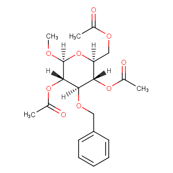 (2R,3S,4S,5R,6S)-2-(acetoxymethyl)-4-(benzyloxy)-6-methoxytetrahydro-2H-pyran-3,5-diyl diacetate structure