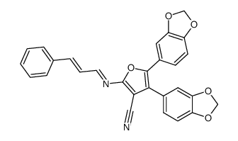 4,5-Bis-benzo[1,3]dioxol-5-yl-2-[(E)-3-phenyl-prop-2-en-(Z)-ylideneamino]-furan-3-carbonitrile Structure