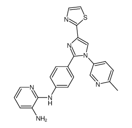 N2-(4-(1-(6-methylpyridin-3-yl)-4-(thiazol-2-yl)-1H-imidazol-2-yl)phenyl)pyridine-2,3-diamine结构式