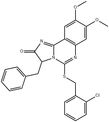 3-benzyl-5-[(2-chlorobenzyl)sulfanyl]-8,9-dimethoxyimidazo[1,2-c]quinazolin-2(3h)-one Structure