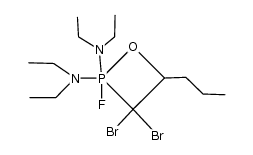 3,3-dibromo-2,2-bis(diethylamino)-2-fluoro-4-propyl-1,2λ5-oxaphosphetane结构式