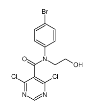 N-(4-bromophenyl)-4,6-dichloro-N-(2-hydroxyethyl)pyrimidine-5-carboxamide结构式