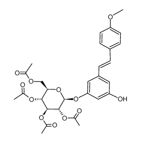 (E)-5-hydroxy-4'-methoxy-3-(2,3,4,6-tetra-O-acetyl-β-D-glucopyranosyloxy)stilbene Structure