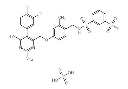 3-[[4-[[2,6-diamino-5-(3,4-dichlorophenyl)pyrimidin-4-yl]methoxy]-2-methyl-phenyl]methylsulfamoyl]benzenesulfonyl fluoride; sulfuric acid结构式