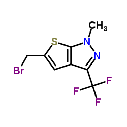 5-(Bromomethyl)-1-methyl-3-(trifluoromethyl)-1H-thieno[2,3-c]pyrazole结构式