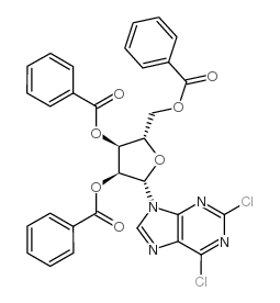 9-(2'', 3'', 5''-TRI-O-BENZOYL-β-L-RIBOFURANOSYL)-2, 6-DICHLOROPURINE结构式