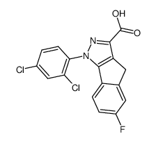 1-(2',4'-dichlorophenyl)-6-fluoro-1,4-dihydroindeno[1,2-c]pyrazole-3-carboxylic acid结构式