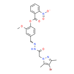 1H-Pyrazole-1-aceticacid,4-bromo-3,5-dimethyl-,[[3-methoxy-4-[(2-nitrobenzoyl)oxy]phenyl]methylene]hydrazide(9CI) structure