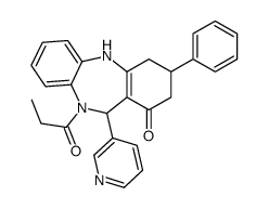 9-phenyl-5-propanoyl-6-pyridin-3-yl-8,9,10,11-tetrahydro-6H-benzo[b][1,4]benzodiazepin-7-one结构式