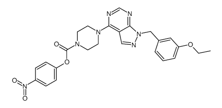 1-(3-ethoxybenzyl)-4-[4-[(4-nitrophenoxy)carbonyl]-piperazin-1-yl]-1H-pyrazolo[3,4-d]pyrimidine Structure