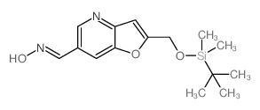 (E)-2-((tert-Butyldimethylsilyloxy)methyl)furo[3,2-b]pyridine-6-carbaldehyde oxime structure