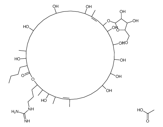 acetic acid,2-[3-[(6E,22Z)-37-butyl-21-[3,4-dihydroxy-5-(hydroxymethyl)oxolan-2-yl]oxy-4,12,14,16,18,20,24,28,32,36-decahydroxy-3,5,7,23,35-pentamethyl-38-oxo-1-oxacyclooctatriaconta-6,22-dien-2-yl]propyl]guanidine结构式