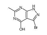 2-Methyl-5-bromo-4(3H)-oxo-7H-pyrazolo<3,4-d>pyrimidine结构式