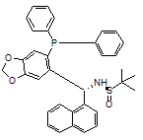 [S(R)]-N-[(R)-[6-(Diphenylphosphino)benzo[d][1,3]dioxol-5-yl]-1-naphthalenylmethyl]-2-methyl-2-propanesulfinamide structure