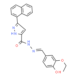 (E)-N-(3-ethoxy-4-hydroxybenzylidene)-3-(naphthalen-1-yl)-1H-pyrazole-5-carbohydrazide结构式