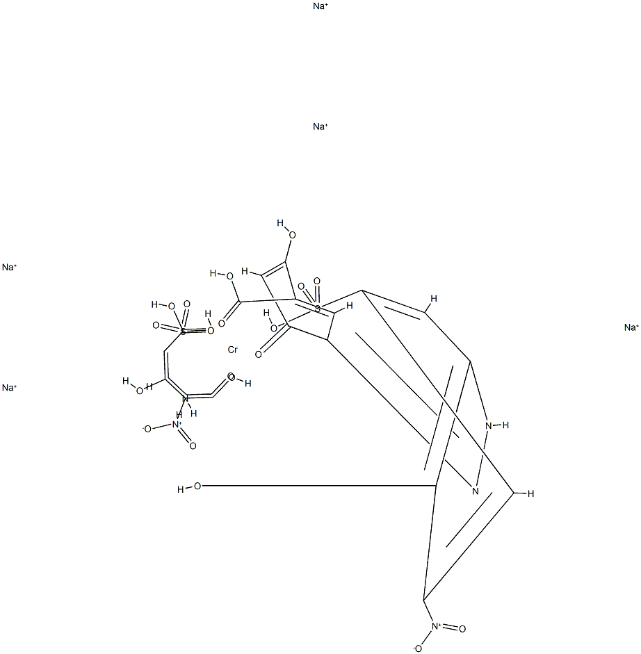 二[2,4-二羟基-5-[(2-羟基-3-硝基-5-磺苯基)偶氮]苯甲酸根合(4-)]铬酸(5-)五钠结构式