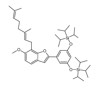 1,3-bistri-isopropylsilyloxy-5-(7-geranyl-6-methoxy-2-benzofuranyl)benzene Structure