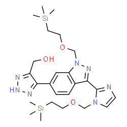 (5-(1-((2-(trimethylsilyl)ethoxy)methyl)-3-(1-((2-(trimethylsilyl)ethoxy)methyl)-1H-imidazol-2-yl)-1H-indazol-6-yl)-2H-1,2,3-triazol-4-yl)methanol Structure