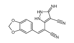 3-amino-5-[2-(1,3-benzodioxol-5-yl)-1-cyanoethenyl]-1H-pyrazole-4-carbonitrile结构式