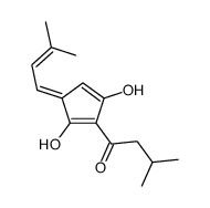 3-Hydroxy-2-(1-hydroxy-3-methylbutylidene)-5-(3-methyl-2-butenylidene)-3-cyclopenten-1-one Structure