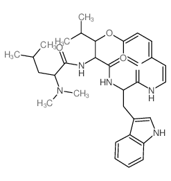 Pentanamide,2-(dimethylamino)-N-[7-(1Hindol- 3-ylmethyl)-3-(1-methylethyl)-5,8- dioxo-2-oxa-6,9-diazabicyclo[10.2.2]hexadeca- 10,12,14,15-tetraen-4-yl]-4-methyl-结构式