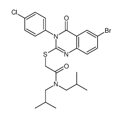 2-[6-bromo-3-(4-chlorophenyl)-4-oxoquinazolin-2-yl]sulfanyl-N,N-bis(2-methylpropyl)acetamide结构式