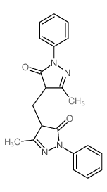 5-methyl-4-[(3-methyl-5-oxo-1-phenyl-4H-pyrazol-4-yl)methyl]-2-phenyl-4H-pyrazol-3-one structure