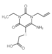 2-(4-amino-1-ethyl-2,6-dioxo-3-prop-2-enyl-pyrimidin-5-yl)sulfanylacetic acid结构式