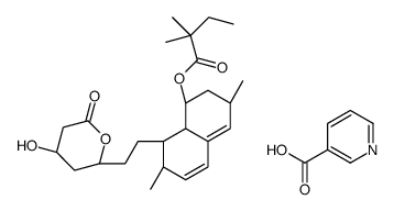 [(1S,3R,7S,8S,8aR)-8-[2-[(2R,4R)-4-hydroxy-6-oxooxan-2-yl]ethyl]-3,7-dimethyl-1,2,3,7,8,8a-hexahydronaphthalen-1-yl] 2,2-dimethylbutanoate,pyridine-3-carboxylic acid结构式