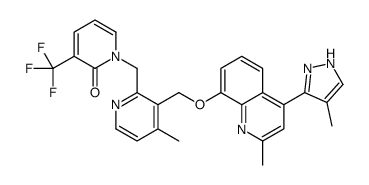 1-[[4-methyl-3-[[2-methyl-4-(4-methyl-1H-pyrazol-5-yl)quinolin-8-yl]oxymethyl]pyridin-2-yl]methyl]-3-(trifluoromethyl)pyridin-2-one结构式