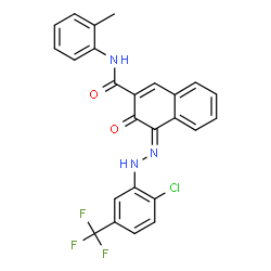 (4Z)-4-[[2-chloro-5-(trifluoromethyl)phenyl]hydrazinylidene]-N-(2-meth ylphenyl)-3-oxo-naphthalene-2-carboxamide structure