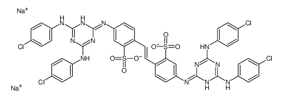 disodium 4,4'-bis[[4,6-bis(p-chloroanilino)-1,3,5-triazin-2-yl]amino]stilbene-2,2'-disulphonate structure