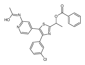 1-[5-(2-acetamidopyridin-4-yl)-4-(3-chlorophenyl)-1,3-thiazol-2-yl]ethyl benzoate结构式