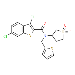 3,6-dichloro-N-(1,1-dioxidotetrahydrothiophen-3-yl)-N-(thiophen-2-ylmethyl)-1-benzothiophene-2-carboxamide结构式