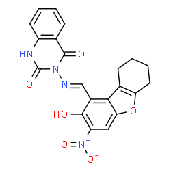 2,4(1H,3H)-Quinazolinedione,3-[[(6,7,8,9-tetrahydro-2-hydroxy-3-nitrodibenzofuran-1-yl)methylene]amino]-(9CI) Structure