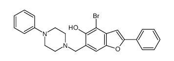 4-bromo-2-phenyl-6-[(4-phenylpiperazin-1-yl)methyl]-1-benzofuran-5-ol结构式