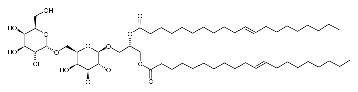 (11E,11'E)-(S)-3-(((2R,3R,4S,5R,6R)-3,4,5-trihydroxy-6-((((2S,3R,4S,5R,6R)-3,4,5-trihydroxy-6-(hydroxymethyl)tetrahydro-2H-pyran-2-yl)oxy)methyl)tetrahydro-2H-pyran-2-yl)oxy)propane-1,2-diyl bis(icos-11-enoate)结构式