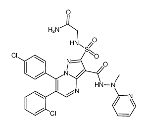 2-[N-(carbamoylmethyl)sulfamoyl]-6-(2-chlorophenyl)-7-(4-chlorophenyl)-3-[[N'-methyl-N'-(2-pyridyl)hydrazino]-carbonyl]pyrazolo[1,5-a]pyrimidine Structure