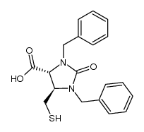 (4R,5R)-1,3-dibenzyl-5-(mercaptomethyl)imidazolidin-2-one-4-carboxylic acid结构式