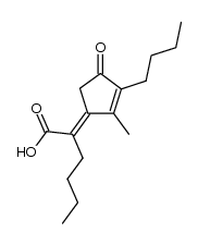 2-(3-butyl-2-methyl-4-oxo-cyclopent-2-enylidene)-hexanoic acid Structure